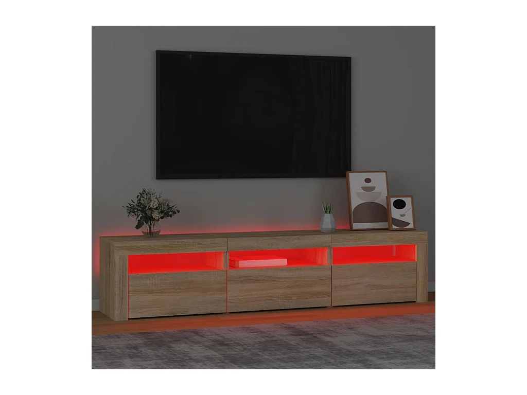 Vleteren  Meuble TV avec lumières LED Chêne sonoma 180x35x40 cm