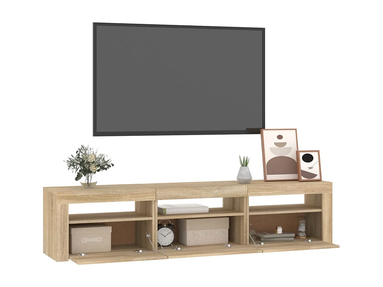 Vleteren  Tv-meubel met LED-verlichting 180x35x40 cm sonoma eikenkleurig