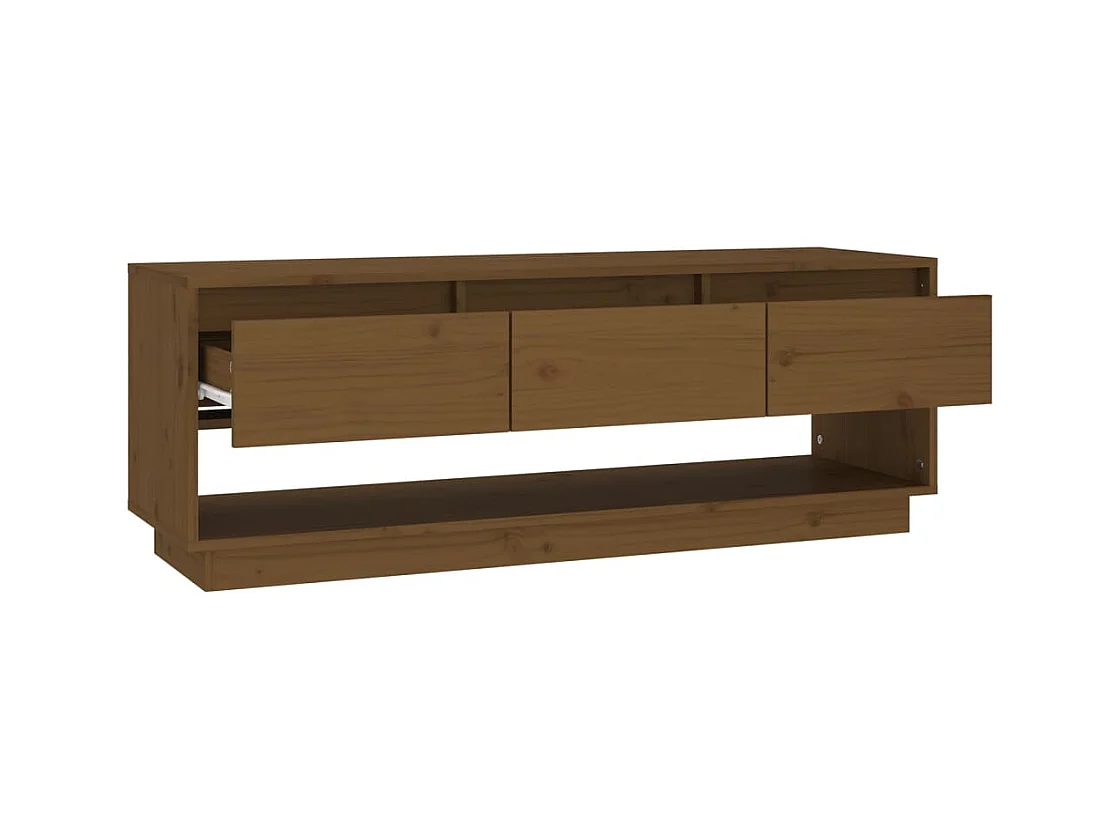 Amber  Meuble TV Marron miel 110,5x34x40 cm Bois de pin massif