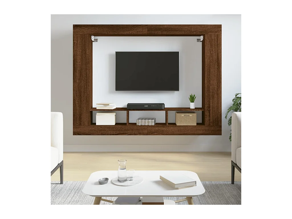Mykdal  Meuble TV chêne marron 152x22x113 cm bois d'ingénierie