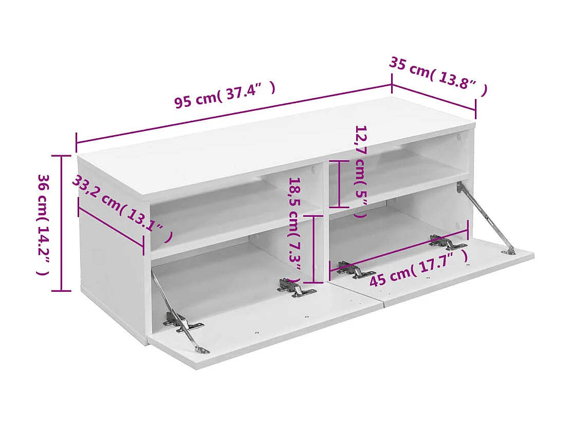 Mikkel  Meuble TV Bois d’ingénierie 95x35x36 cm Blanc