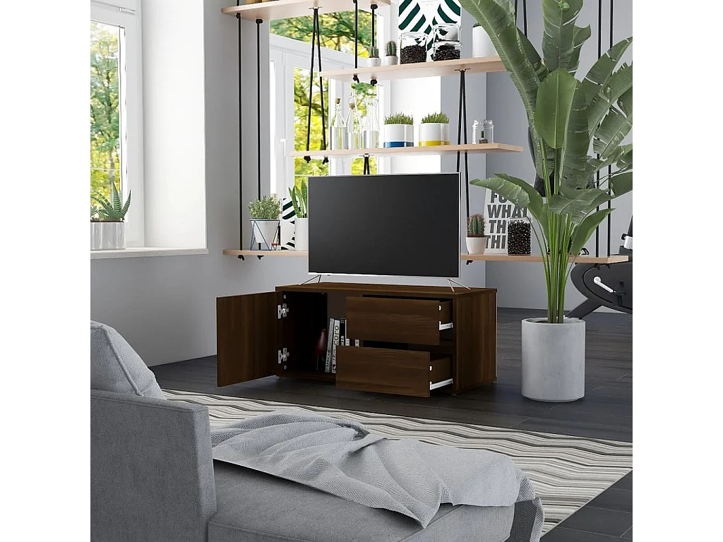 Waianae  Meuble TV Chêne marron 80x34x36 cm Bois d'ingénierie