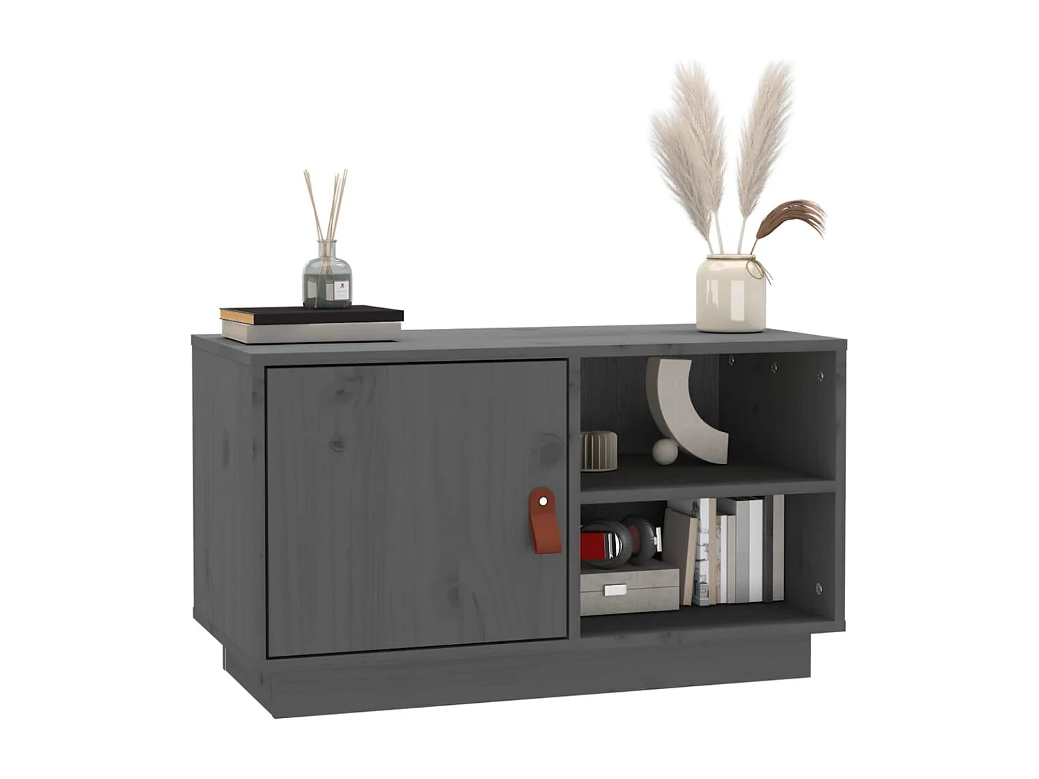 Patricia María  Tv-meubel 70x34x40 cm massief grenenhout grijs