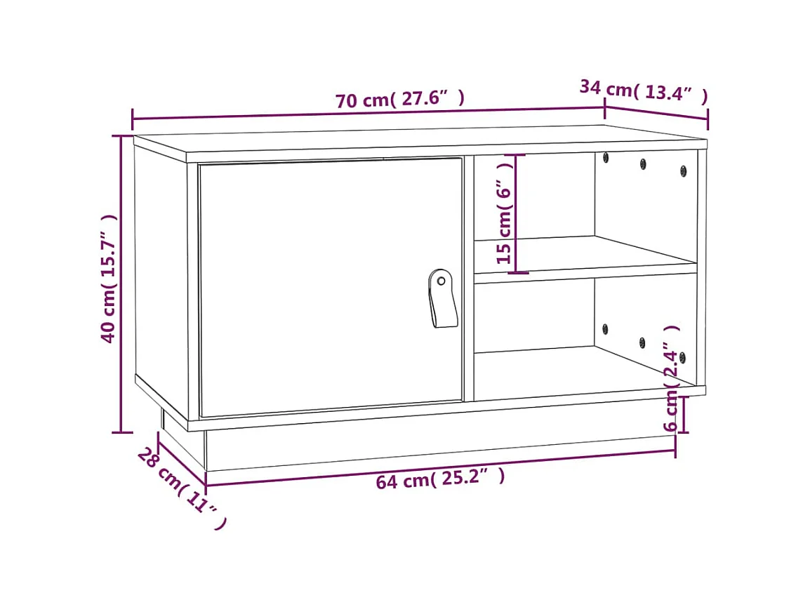 Patricia María  Tv-meubel 70x34x40 cm massief grenenhout grijs