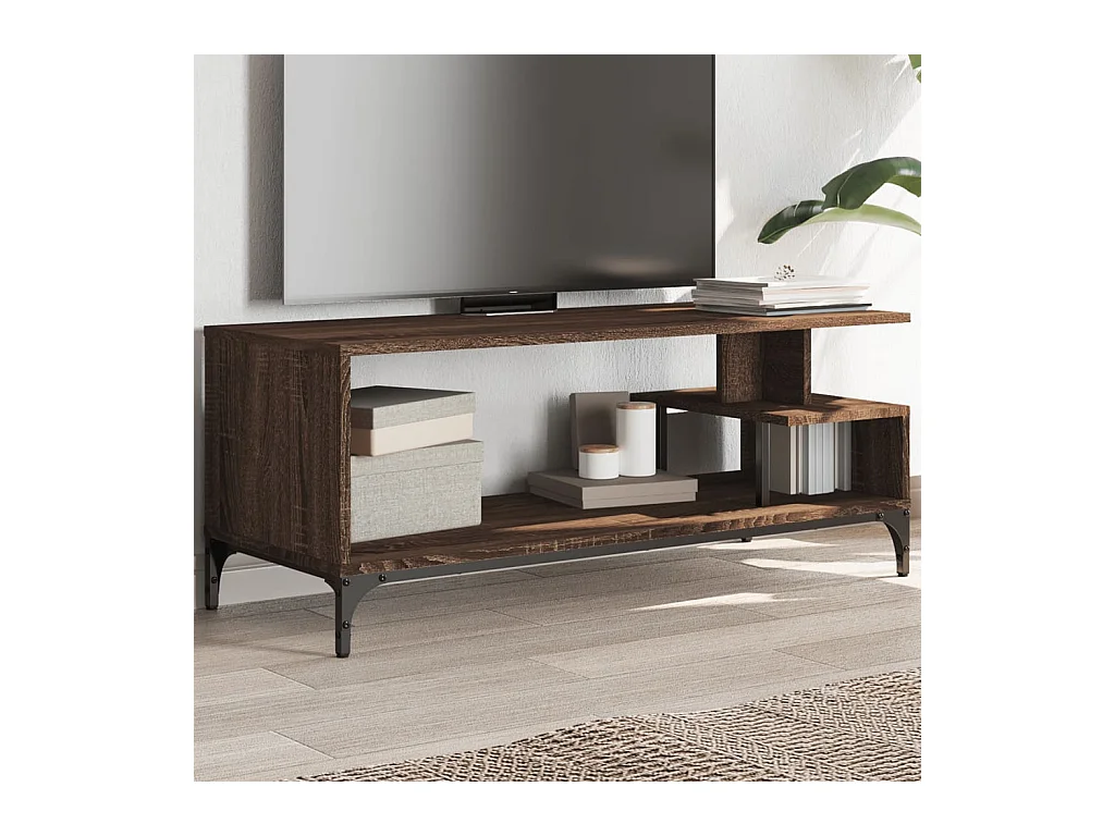 Trondheim  Tv-meubel 102x40x41 cm hout en gepoedercoat staal bruineiken
