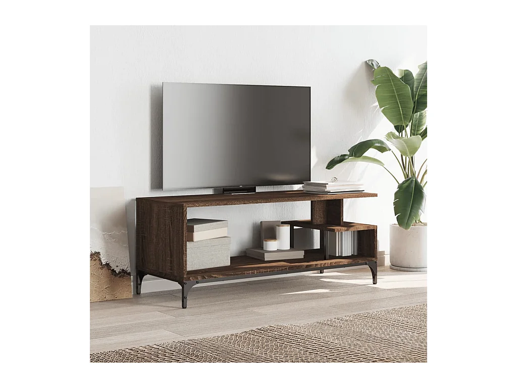 Trondheim  Tv-meubel 102x40x41 cm hout en gepoedercoat staal bruineiken