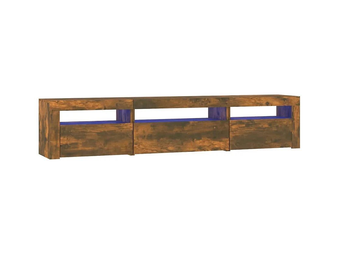 Vleteren  Meuble TV avec lumières LED Chêne fumé 195x35x40 cm