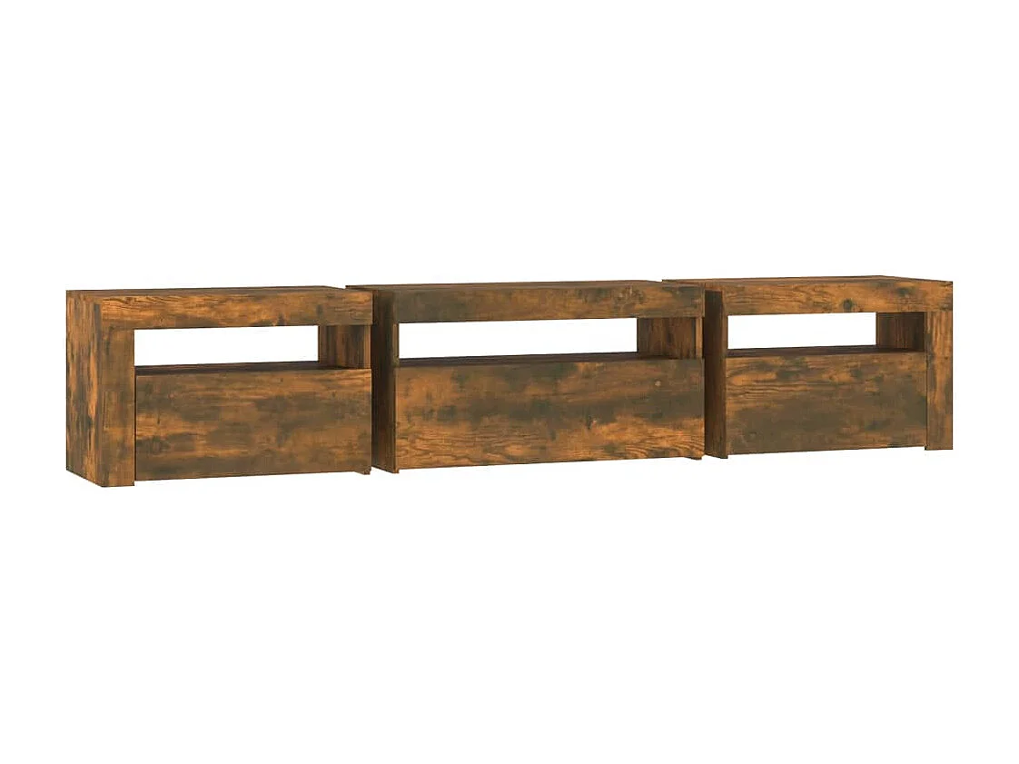 Vleteren  Meuble TV avec lumières LED Chêne fumé 195x35x40 cm