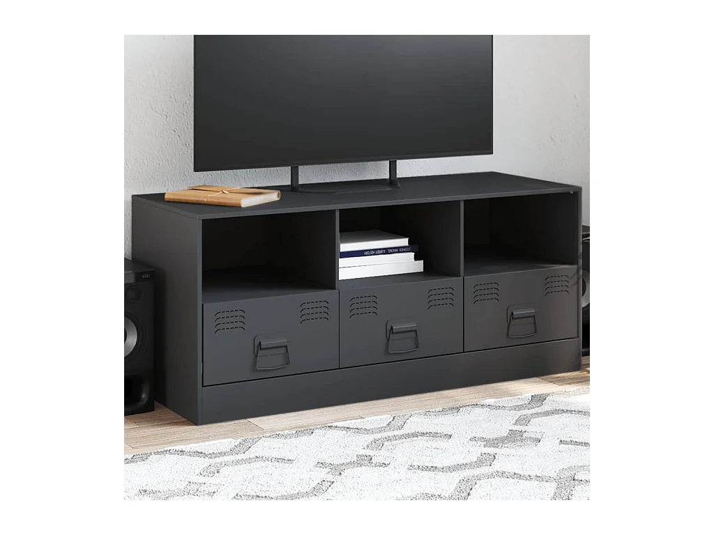 Dafina  Meuble TV anthracite 99x39x44 cm acier