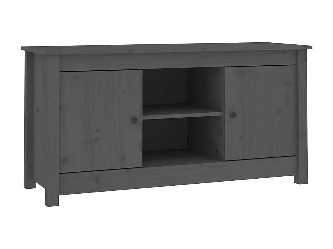 Mandy  Meuble TV Gris 103x36,5x52 cm Bois de pin massif