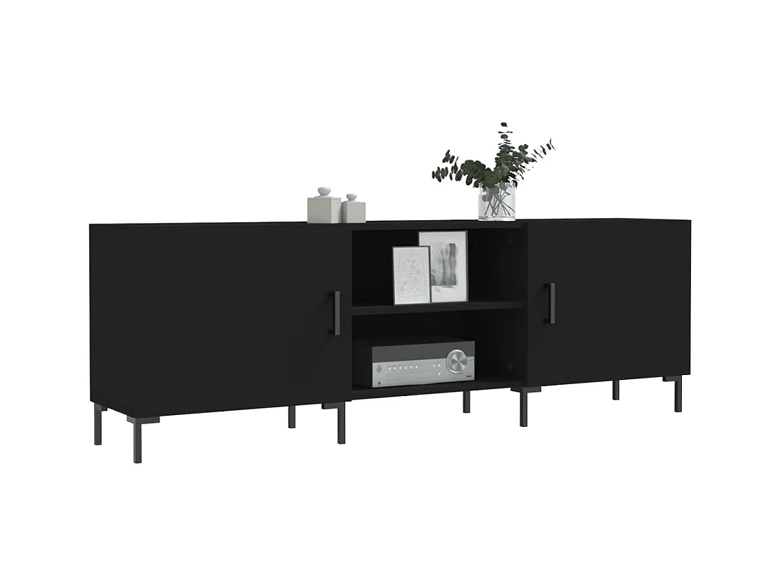 Zendra  Meuble TV noir 150x30x50 cm bois d'ingénierie