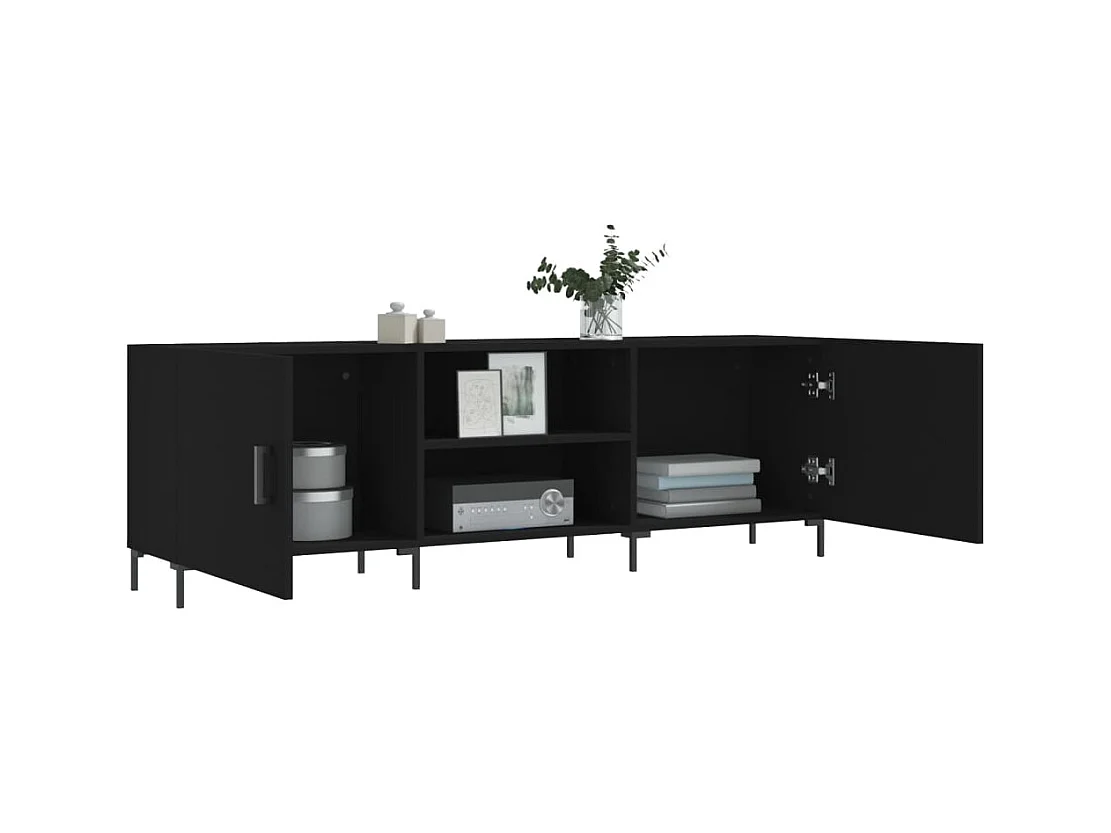 Zendra  Meuble TV noir 150x30x50 cm bois d'ingénierie