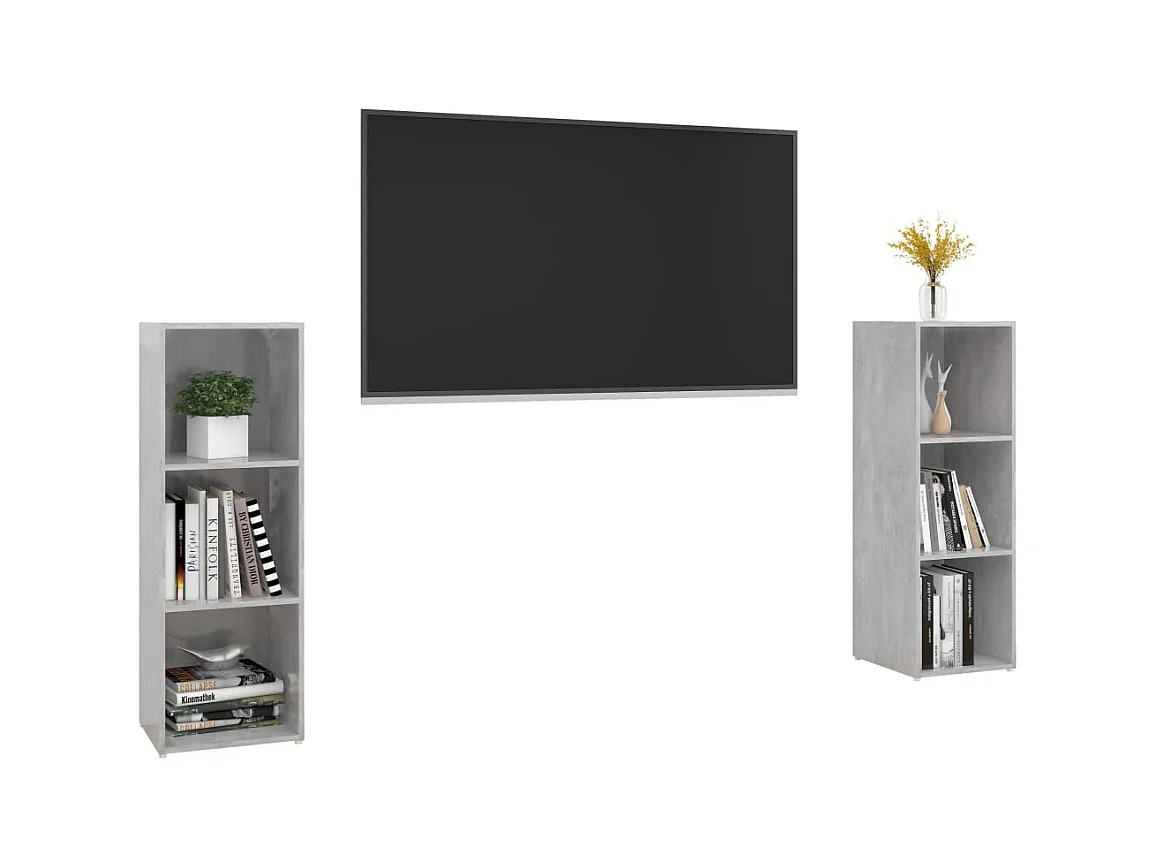 Helene  Meubles TV 2 pcs Gris béton 107x35x37 cm Bois d'ingénierie
