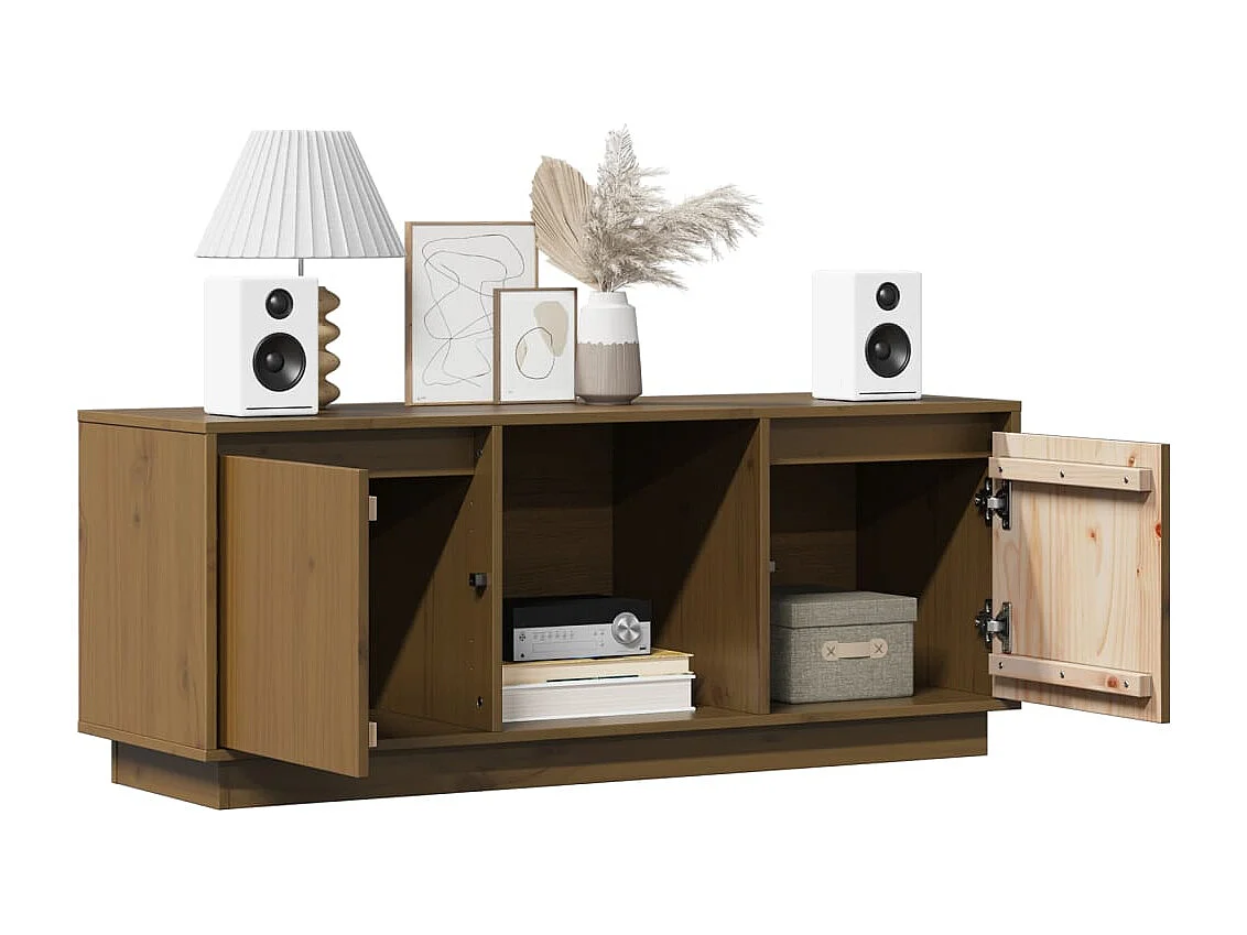 Eldir  Meuble TV Marron miel 110,5x35x44 cm Bois de pin massif