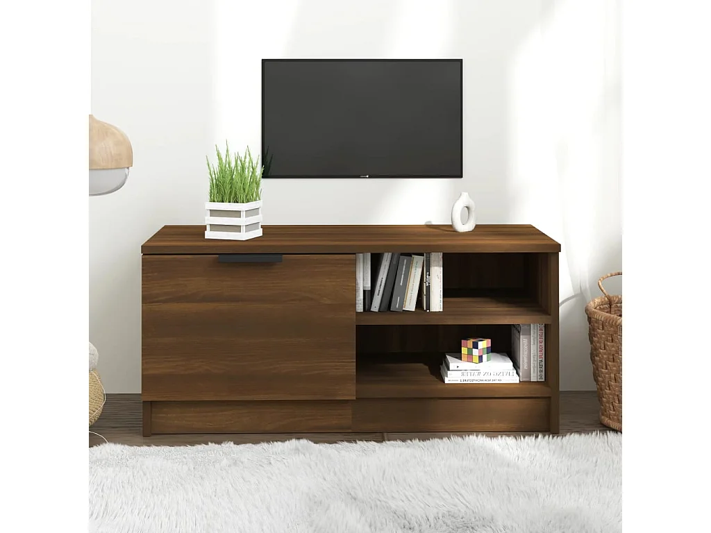 Bryvra  Mueble para TV madera contrachapada marrón roble 80x35x36,5 cm