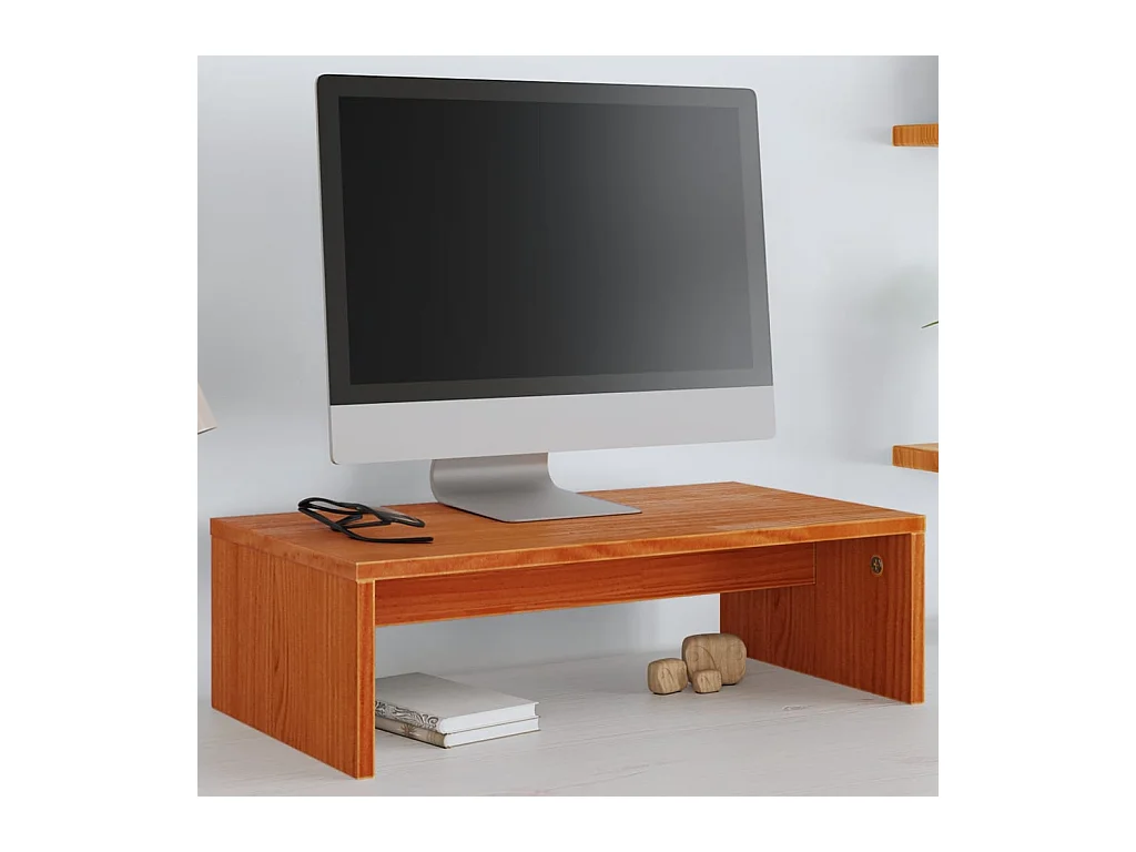 Prolenta Premium -  Support de moniteur marron miel 50x27x15 cm bois de pin solide