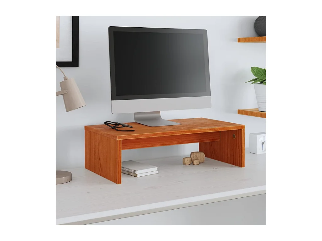 Prolenta Premium -  Support de moniteur marron miel 50x27x15 cm bois de pin solide