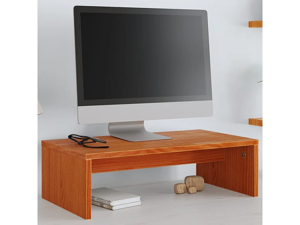 Prolenta Premium -  Monitorstandaard 50x27x15 cm massief grenenhout wasbruin