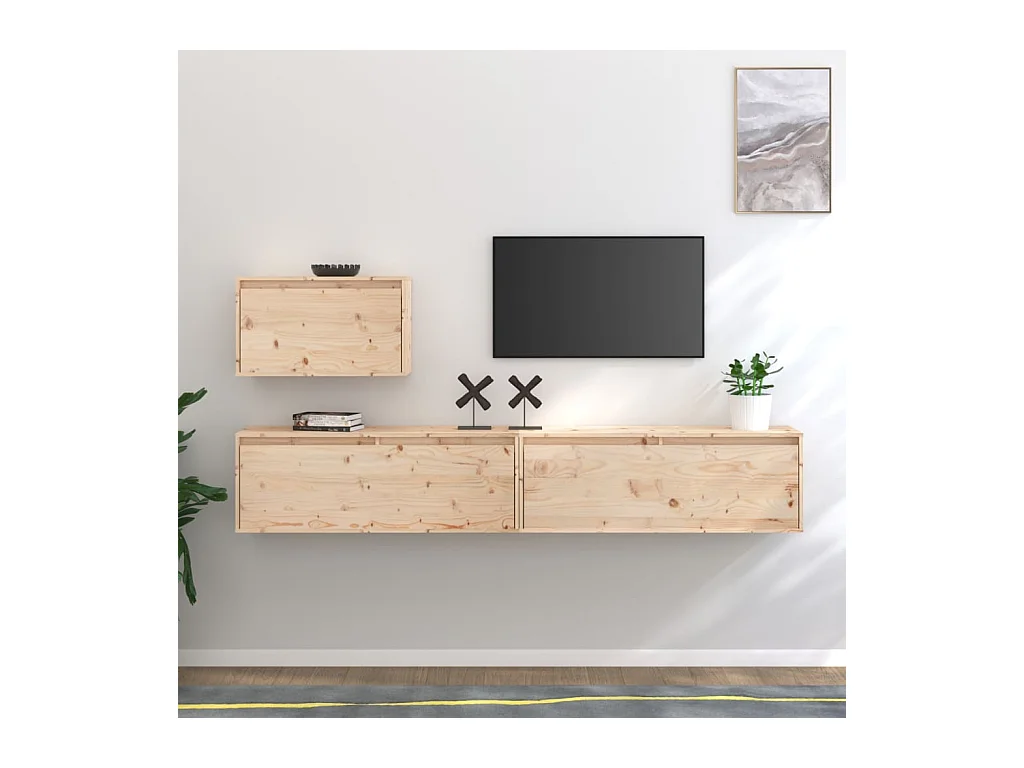Léandre  Meubles TV 3 pcs Bois massif de pin