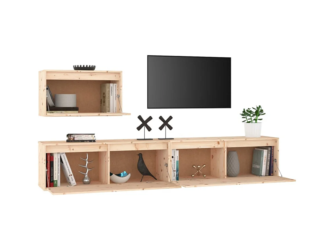 Léandre  Meubles TV 3 pcs Bois massif de pin