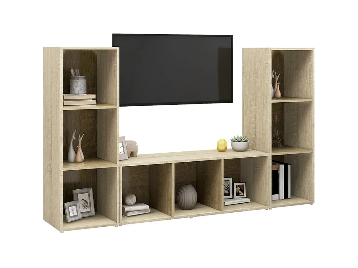 Jacques-Paul  Tv-meubelen 3 st 107x35x37 cm bewerkt hout sonoma eikenkleurig