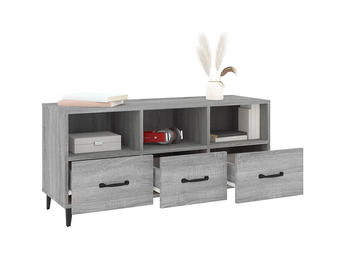 Firuz  Meuble TV Sonoma gris 102x35x50 cm Bois d'ingénierie