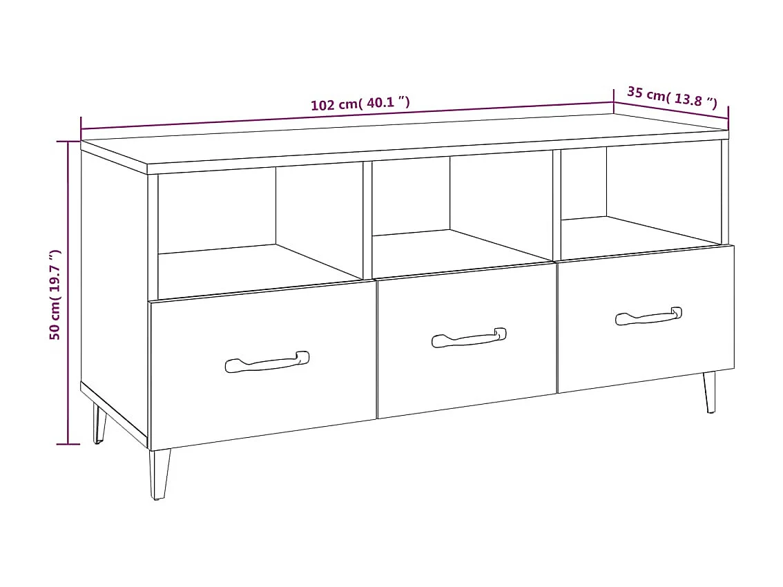 Firuz  Meuble TV Sonoma gris 102x35x50 cm Bois d'ingénierie