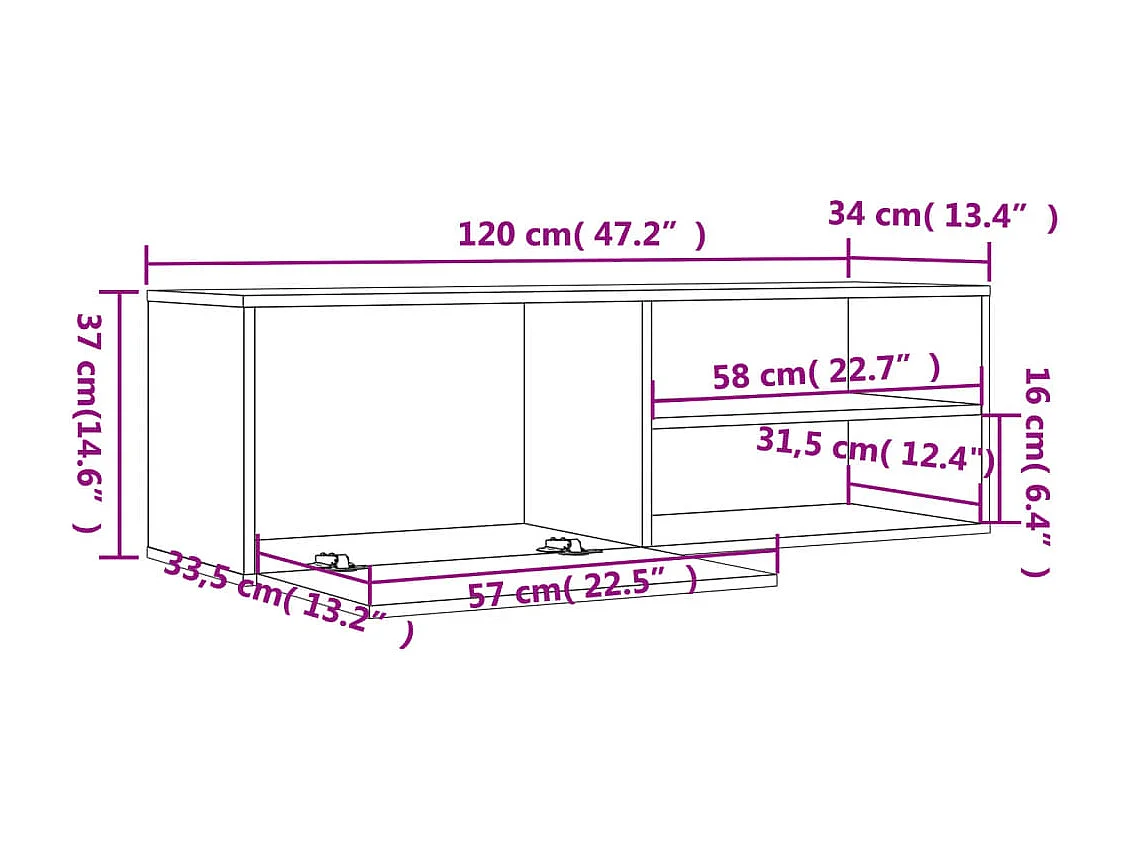 Steijn  Mueble de TV de madera de ingeniería gris sonoma 120x34x37 cm
