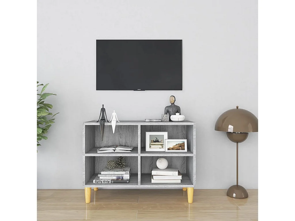Bridgeville  Tv-meubel met houten poten 69,5x30x50 cm grijs sonoma eiken