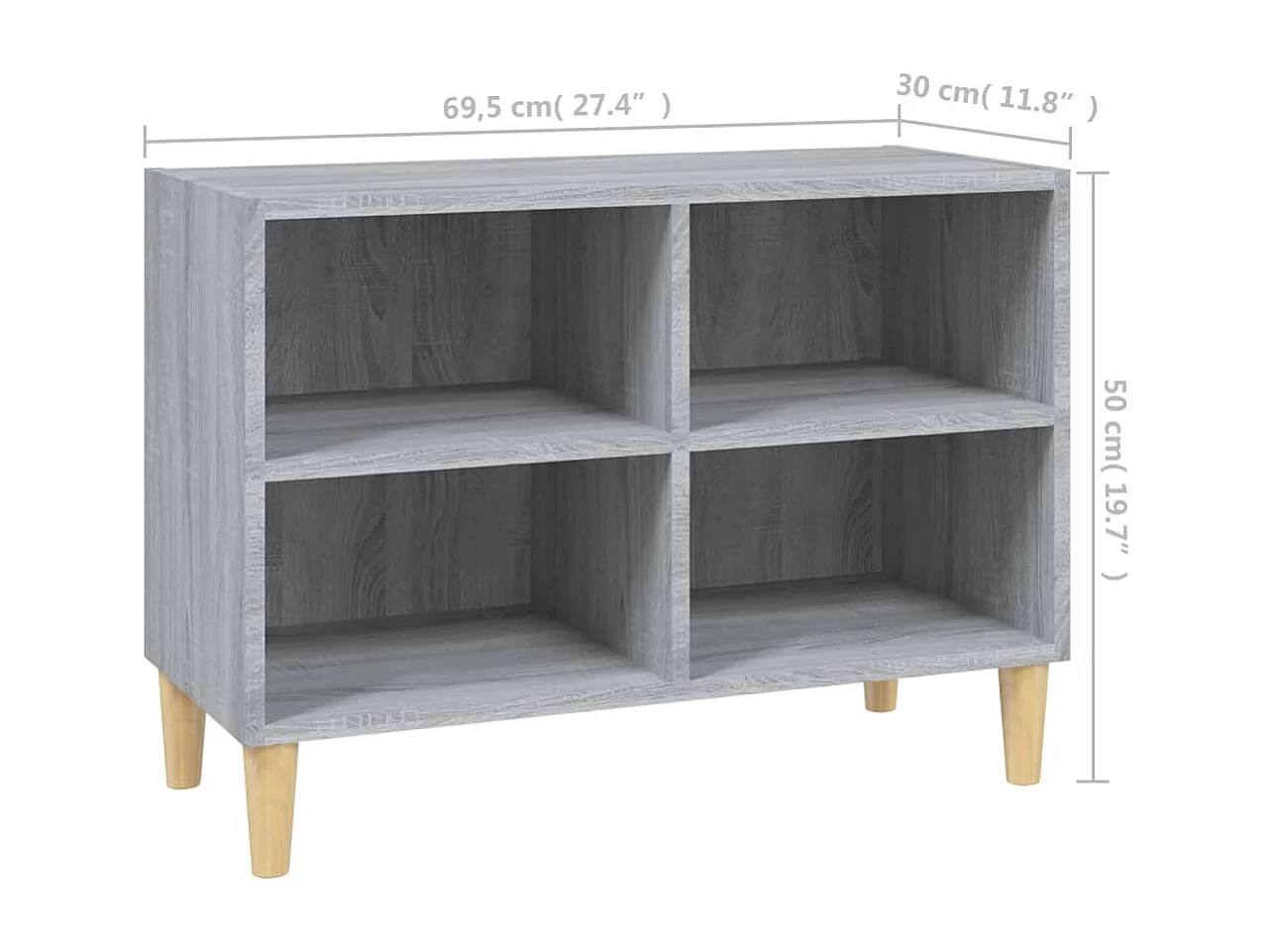 Bridgeville  Tv-meubel met houten poten 69,5x30x50 cm grijs sonoma eiken