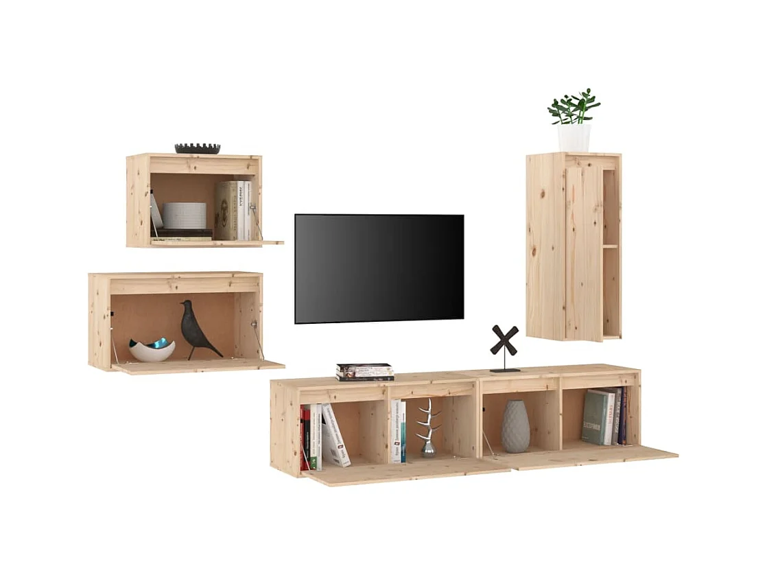 Sermin  Muebles para TV 5 piezas madera maciza de pino