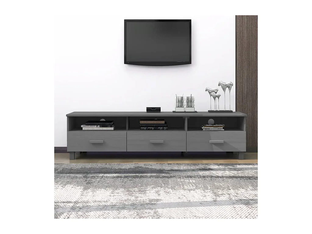 Reha  Meuble TV HAMAR Gris foncé 158x40x40 cm Bois massif de pin
