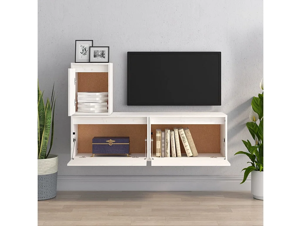 Prolenta Premium -  Tv-meubelen 3 st massief grenenhout wit