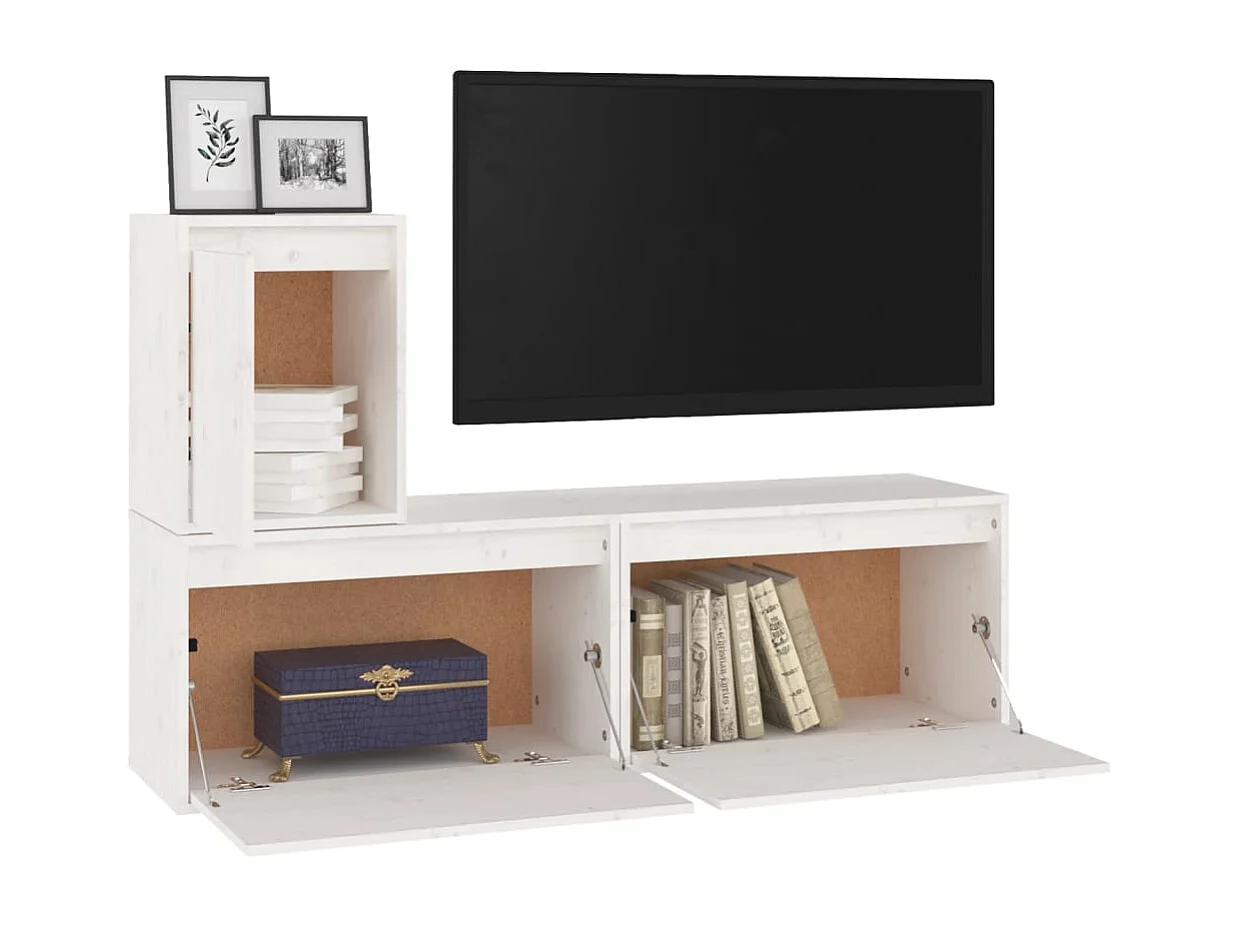 Prolenta Premium -  Tv-meubelen 3 st massief grenenhout wit