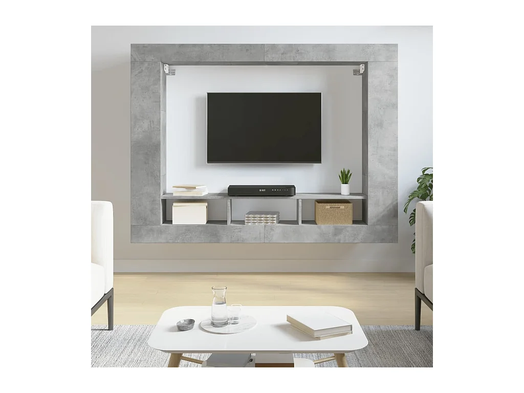 Mykdal  Meuble TV gris béton 152x22x113 cm bois d'ingénierie