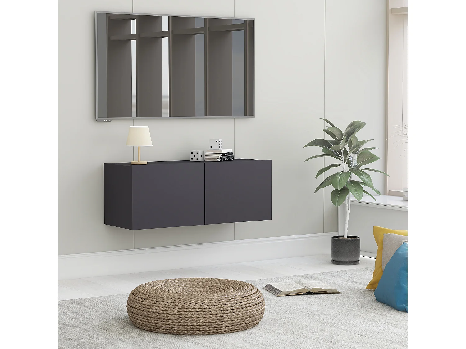 Mitchel  Meuble TV Gris 80 x 30 x 30 cm Bois d'ingénierie