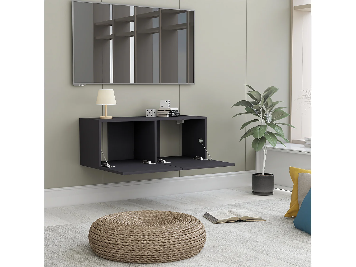 Mitchel  Meuble TV Gris 80 x 30 x 30 cm Bois d'ingénierie