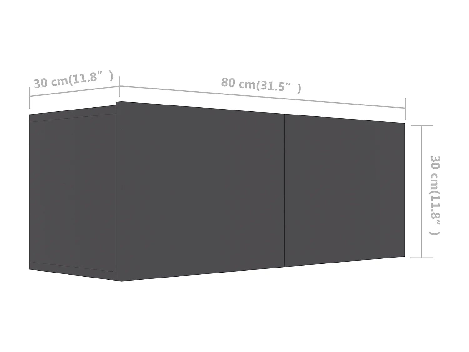 Mitchel  Meuble TV Gris 80 x 30 x 30 cm Bois d'ingénierie
