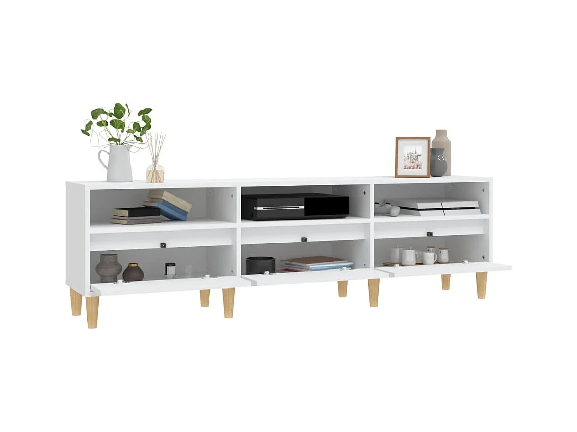 Lin  Mueble de TV madera contrachapada blanco 150x30x44,5 cm