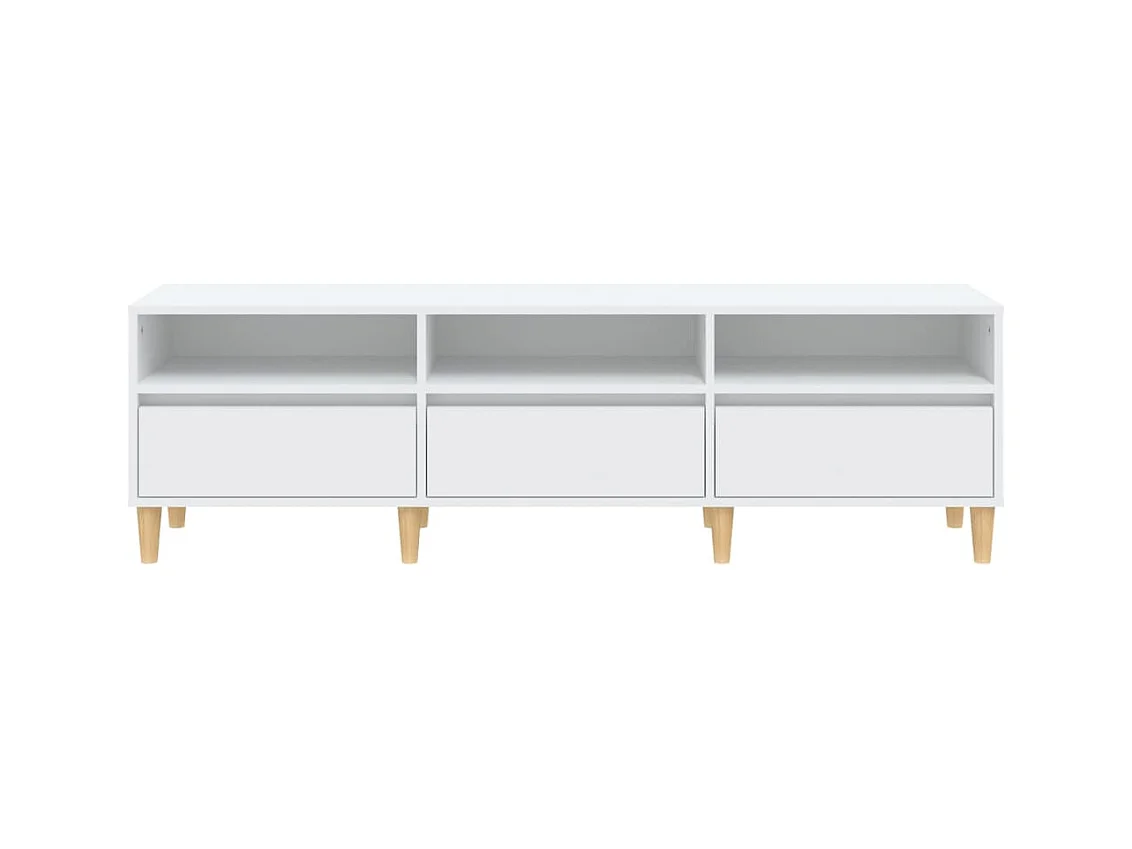 Lin  Mueble de TV madera contrachapada blanco 150x30x44,5 cm