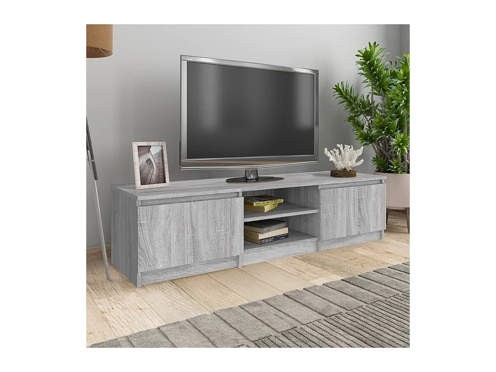 Kingman  Mueble de TV madera contrachapada gris Sonoma 140x40x35,5 cm