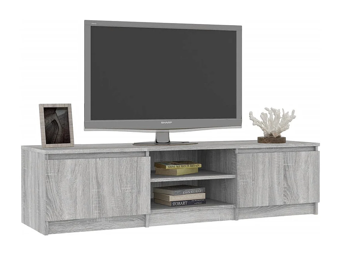 Kingman  Mueble de TV madera contrachapada gris Sonoma 140x40x35,5 cm