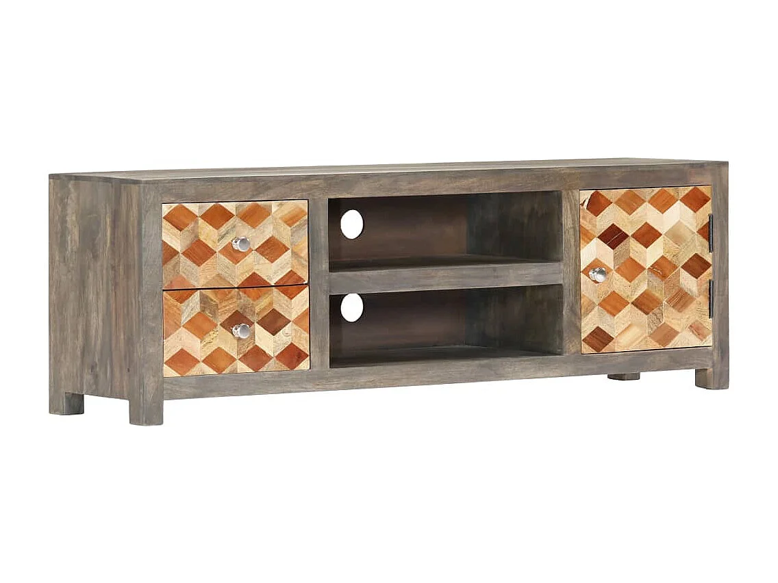 Garden Furniture -  Meuble TV Gris 120 x 30 x 40 cm Bois massif de manguier