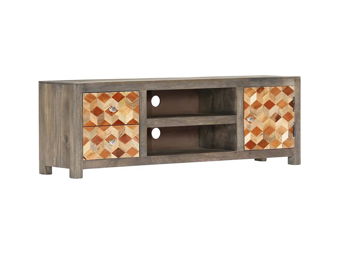 Garden Furniture -  Mueble para TV de madera maciza reciclada gris 120x30x40 cm