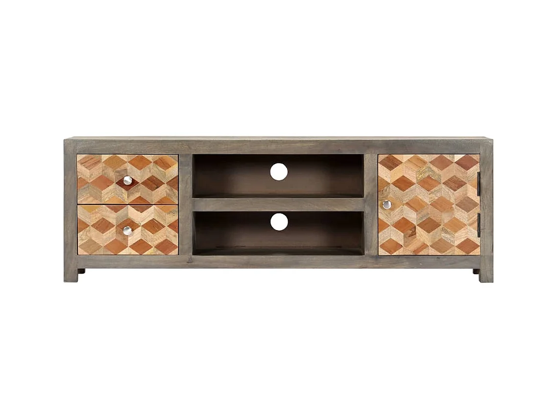 Garden Furniture -  Mueble para TV de madera maciza reciclada gris 120x30x40 cm