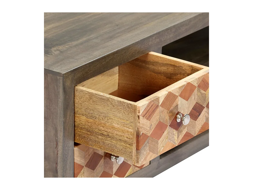 Garden Furniture -  Mueble para TV de madera maciza reciclada gris 120x30x40 cm