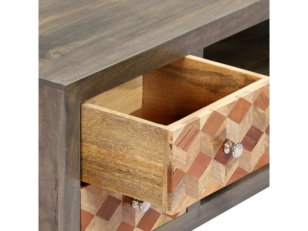 Garden Furniture -  Mueble para TV de madera maciza reciclada gris 120x30x40 cm