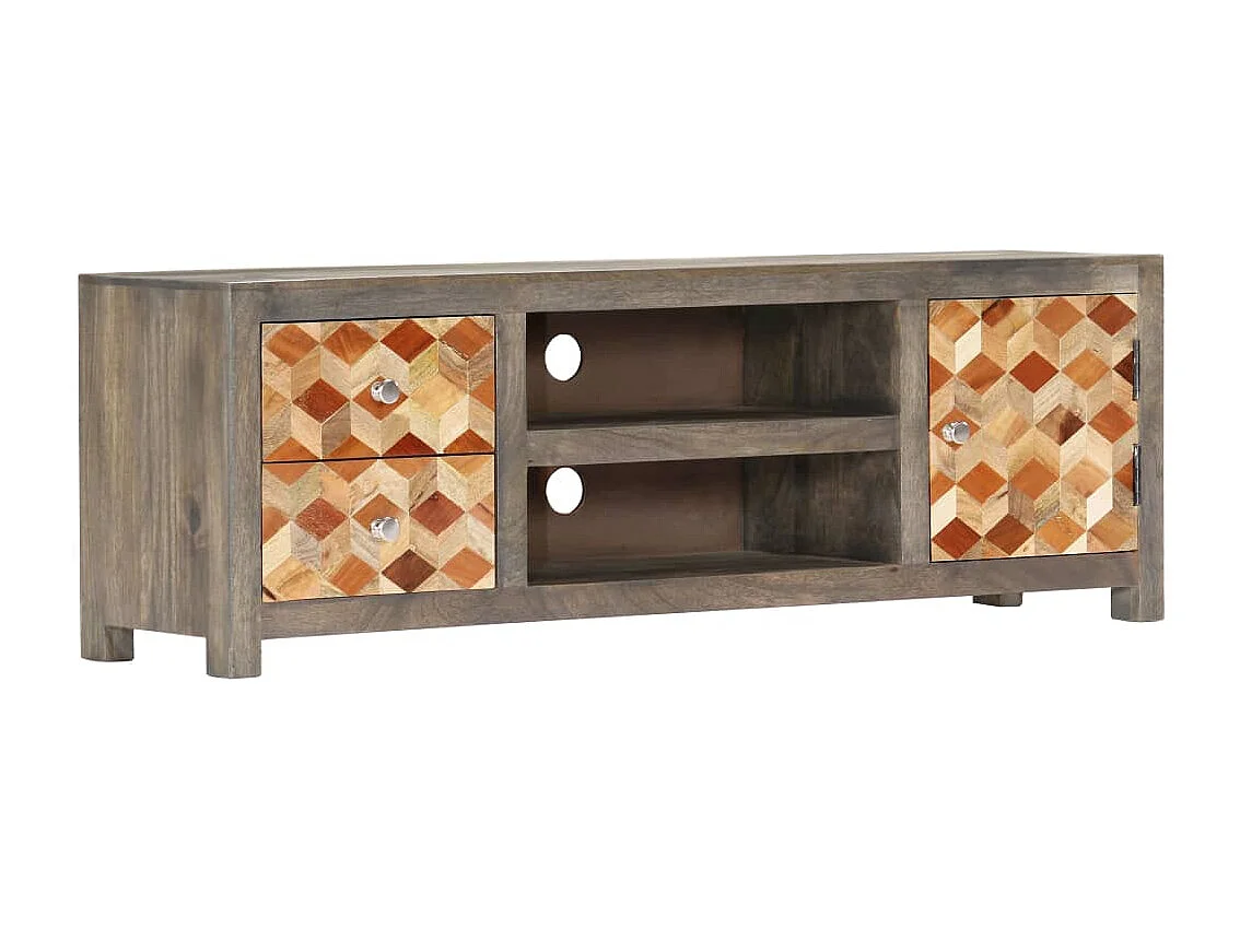 Garden Furniture -  Mueble para TV de madera maciza reciclada gris 120x30x40 cm