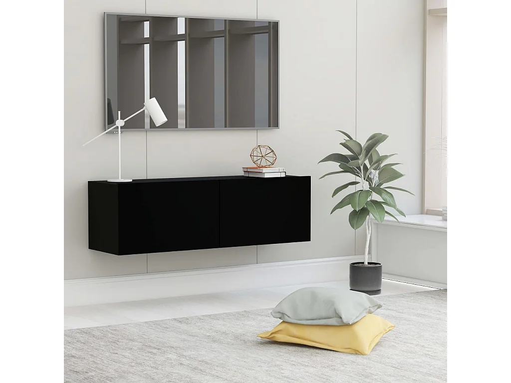 Mitchel  Meuble TV Noir 100x30x30 cm Bois d’ingénierie