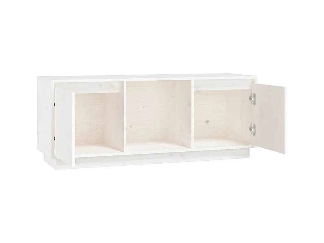 Eldir  Meuble TV Blanc 110,5x35x44 cm Bois de pin massif